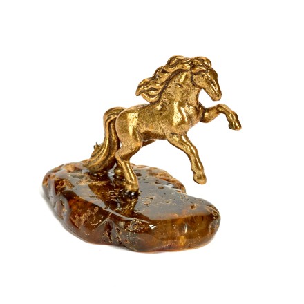 Фигурка &quot;Конь на дыбах&quot; Латунь с Янтарем купить