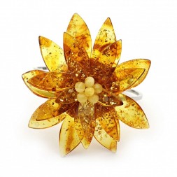 Браслет &quot;Лотос&quot; из Янтаря на мет.обруче