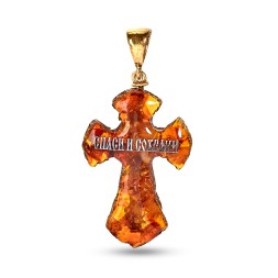 Подвеска &quot;Крестик&quot; из Янтаря и юв.смолы