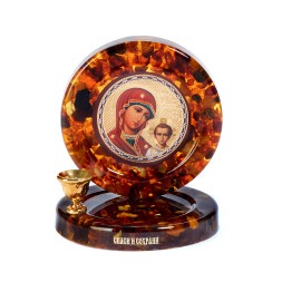 Подсвечник &quot;БМ Казанская&quot; из Янтаря и эпоксидной смолы