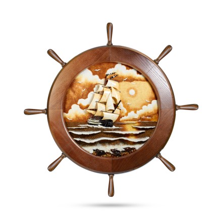 Панно &quot;Штурвал&quot; из Янтаря и дерева купить