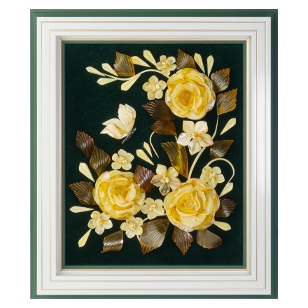 Панно &quot;Бархат8&quot; из Янтаря и зеленого бархата купить