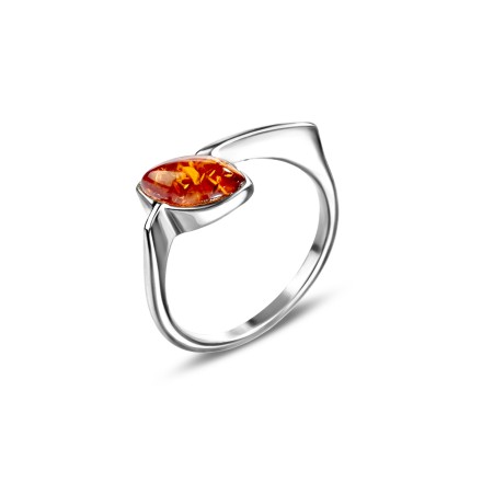 Кольцо &quot;Акцент&quot; Посеребрение с Янтарем купить
