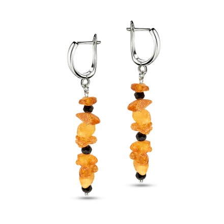 Серьги лечебные &quot;Галька&quot; из Янтаря и шпинели купить