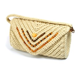 Сумка плетеная клатч беж. Текстиль/ Янтарь