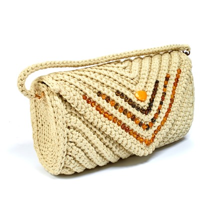 Сумка плетеная клатч беж. Текстиль/ Янтарь купить