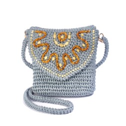 Сумка плетеная серая средняя Текстиль/ Янтарь