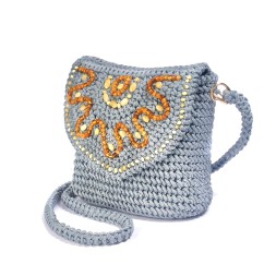 Сумка плетеная серая средняя Текстиль/ Янтарь