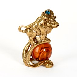 Знак Зодиака &quot;Телец II&quot; Латунь с Янтарем